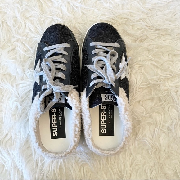 Golden Goose Superstar Sabot Sneaker Shearling Lined Black Silver Beige size 36 - Picture 16 of 16
